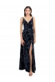 Floral Velvet & Stretch Velvet A-Line Long Sleeveless V-Back Bridesmaid Dress Glasgow