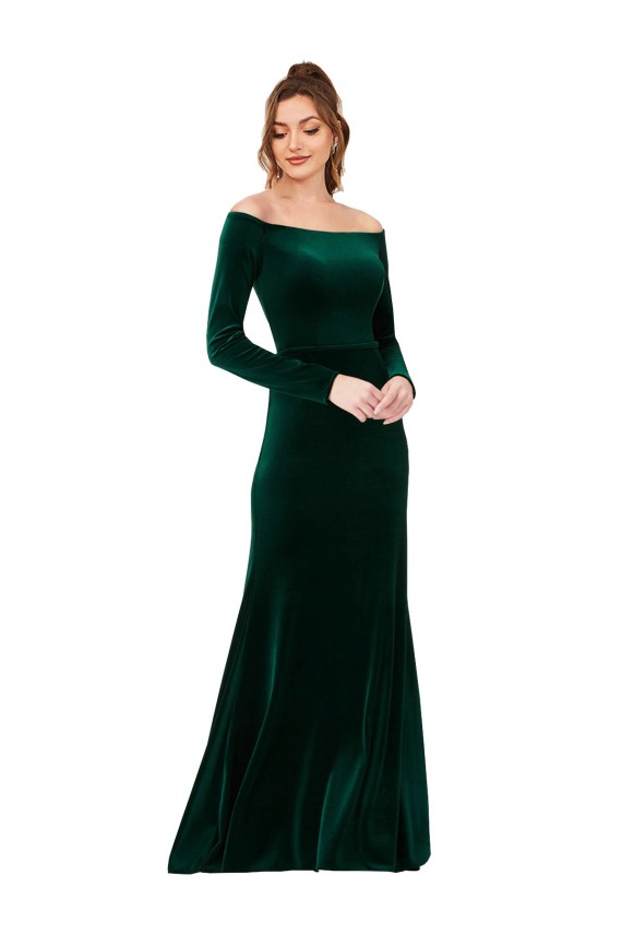 Stretch Velvet Sheath Long Long Sleeves Formal Evening Gown / Prom Dress / Bridesmaid Dress Glasgow