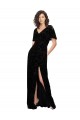 Floral Velvet & Stretch Velvet A-Line Long Short Split Sleeves V-Back Bridesmaid Dress Glasgow
