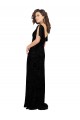 Floral Velvet & Stretch Velvet A-Line Long Short Split Sleeves V-Back Bridesmaid Dress Glasgow