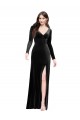 Stretch Velvet Column Long Long Sleeves V-Back Formal Evening Gown / Prom Dress / Bridesmaid Dress Glasgow