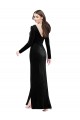 Stretch Velvet Column Long Long Sleeves V-Back Formal Evening Gown / Prom Dress / Bridesmaid Dress Glasgow