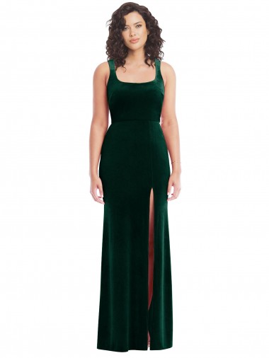 Stretch Velvet Trumpet Long Sleeveless Semi Formal Evening Dress / Prom Dress / Bridesmaid Dress Glasgow