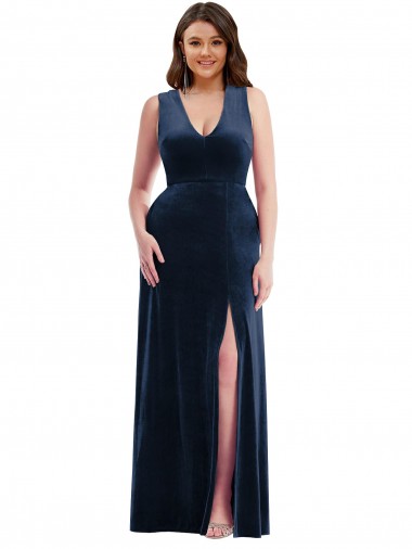 Stretch Velvet Sheath Long Sleeveless Formal Plus Size Evening Gown / Prom Dress / Bridesmaid Dress Glasgow