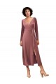 Stretch Velvet A-Line Midi Length Long Sleeves Black Tie Prom Dress / Bridesmaid Dress Glasgow