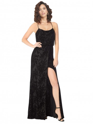 Floral Velvet & Stretch Velvet A-Line Long Sleeveless Criss Cross Back Bridesmaid Dress Glasgow