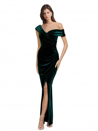 Stretch Velvet Sheath Long Sleeveless High Low Evening Gown / Prom Dress / Bridesmaid Dress Glasgow