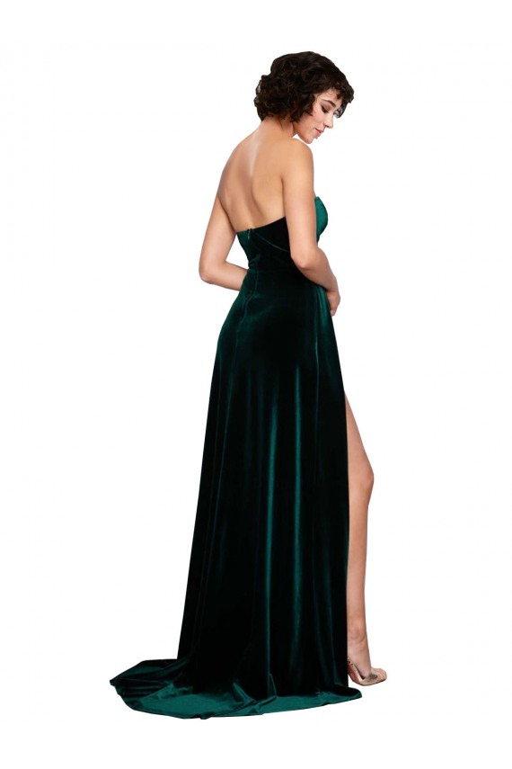 Stretch Velvet A-Line Sweep Train Sleeveless Low Back Semi Formal Evening Dress / Prom Dress / Bridesmaid Dress Glasgow